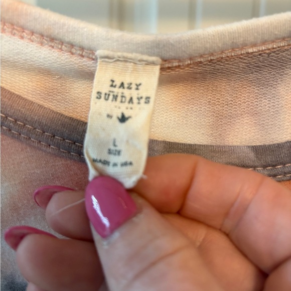 Lazy Sundays Pink Tie Dyed Ruffled Long Sleeve Shirt - Picture 5 of 5